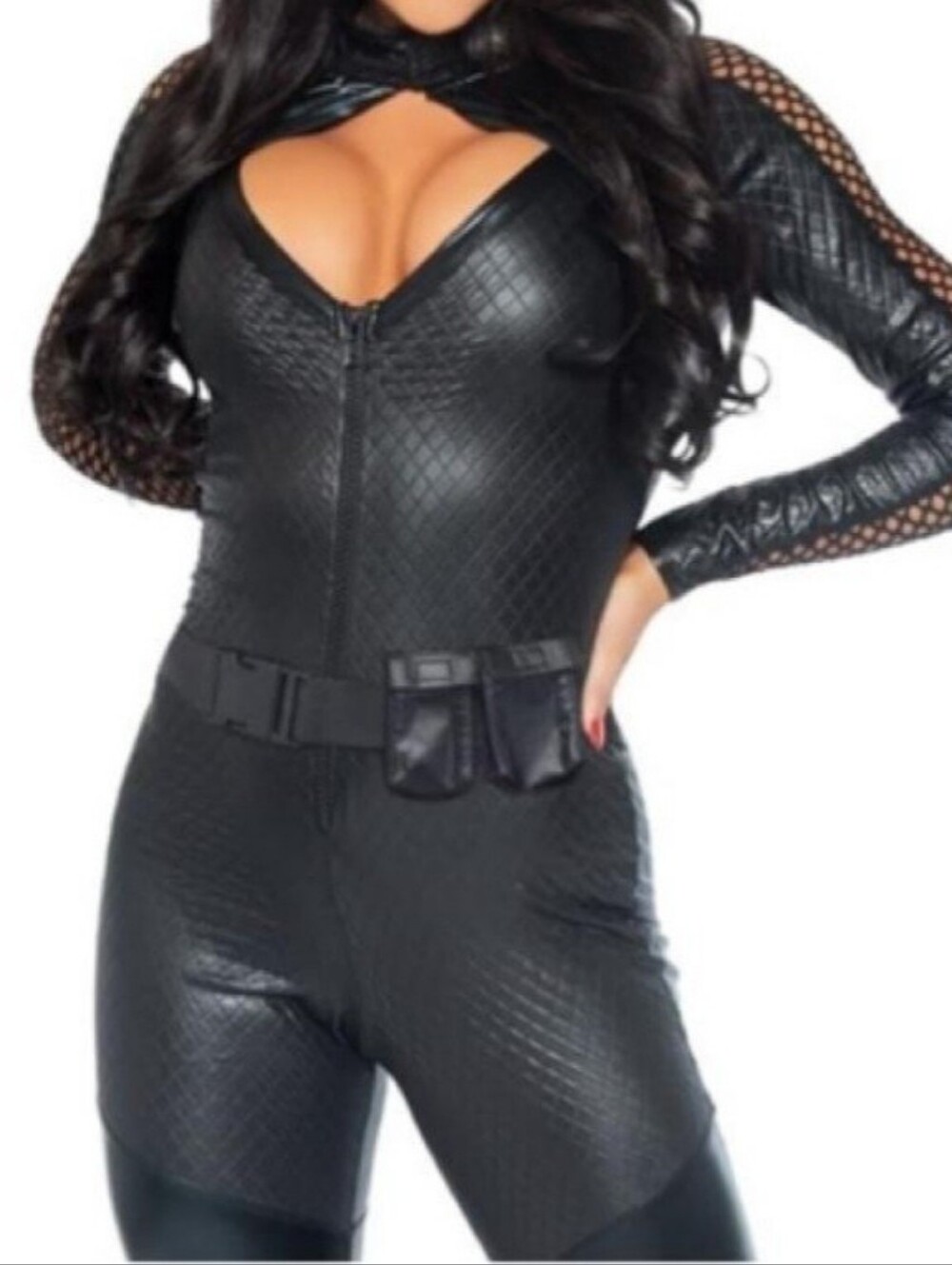 Leg Avenue Wicked Kitty Adult Sized Costume Black Catsuit Size SP